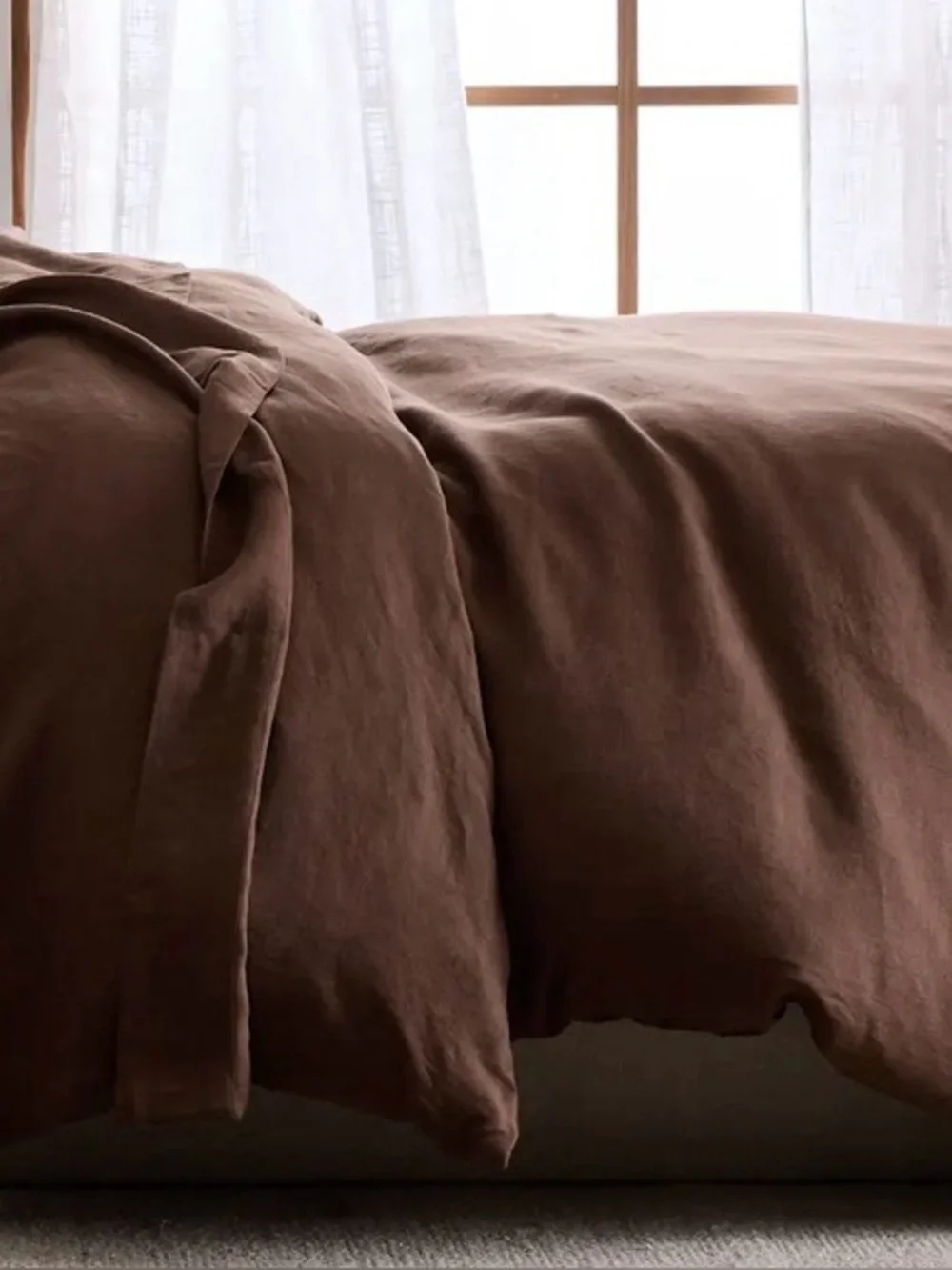 NWOT Quince European Linen 1 Piece Duvet Cover, Full/Queen (Espresso)